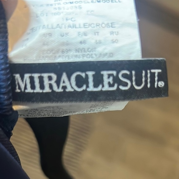 Miraclesuit Blue One Swimsuit with sheer on neckline and sides size  14 - Picture 2 of 10